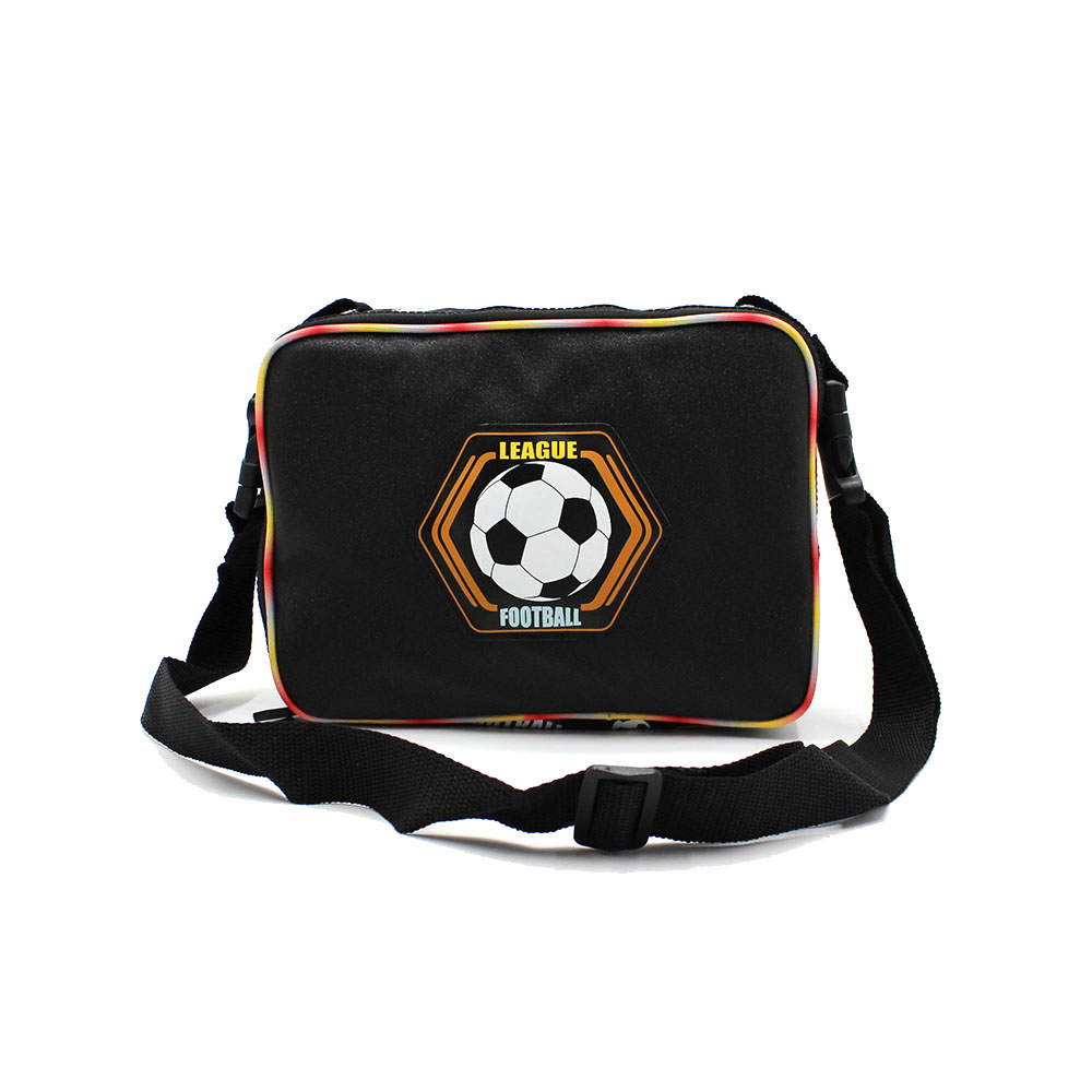 Schwarze Fußball-Cartoon-Lunchtasche für Kinder